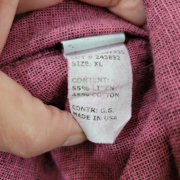 Cut Loose Linen Cotton Blend Top with Pocket Fringe Hem Size XL - Picture 6 of 16